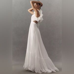 knee length dresses for ladies Long Ruffle Layered Tea Length Dress Ruffle Layered Tea Length Mac Dug   The Dress Outlet